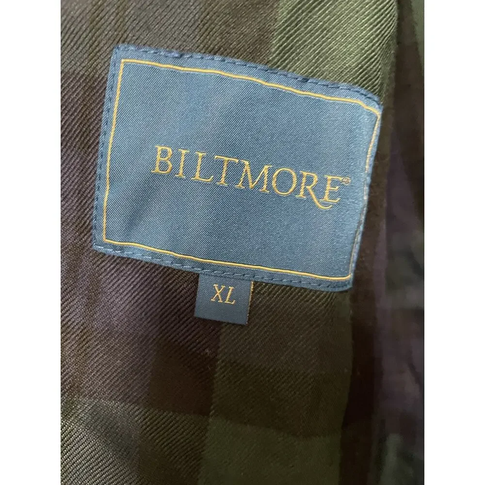 Biltmore Mens Blue Waxed Cotton Jacket Plaid Lined Size XL